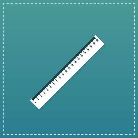 Straightedge. White flat icon with black stroke on blue backgroundのイラスト素材