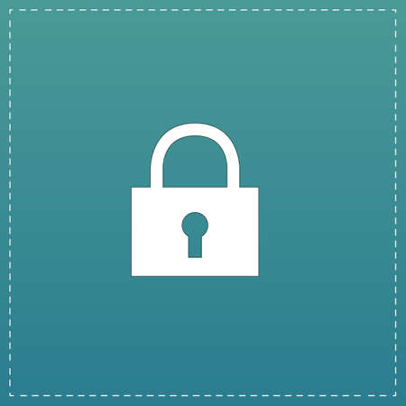 Simple lock pad. White flat icon with black stroke on blue backgroundのイラスト素材