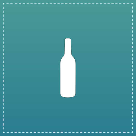 Liquor bottle. White flat icon with black stroke on blue backgroundのイラスト素材