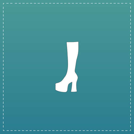 Chaussure woman. White flat icon with black stroke on blue backgroundのイラスト素材