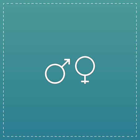 Sex symbol. White flat icon with black stroke on blue backgroundのイラスト素材