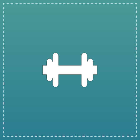 Dumbbell. White flat icon with black stroke on blue backgroundのイラスト素材
