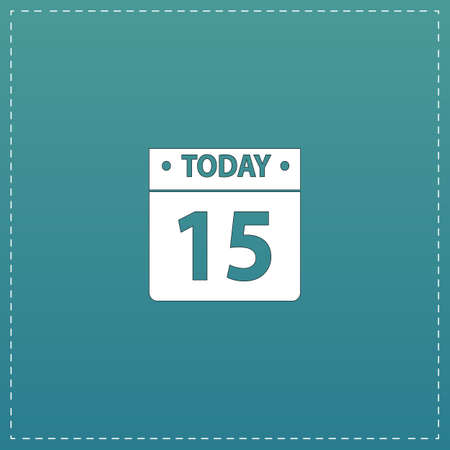 Calendar. White flat icon with black stroke on blue backgroundのイラスト素材