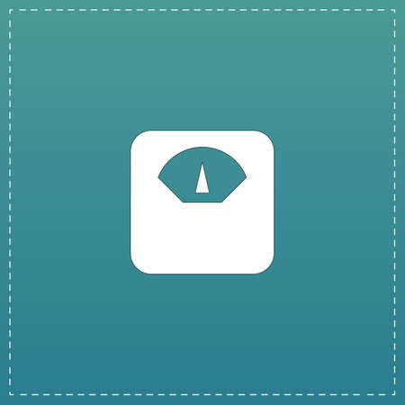 Weighting apparatus. White flat icon with black stroke on blue backgroundのイラスト素材