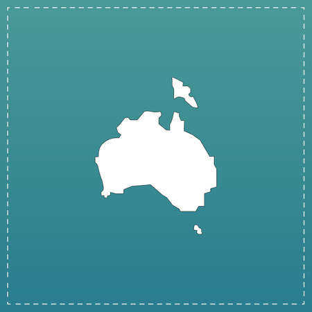 Australia map. White flat icon with black stroke on blue backgroundのイラスト素材