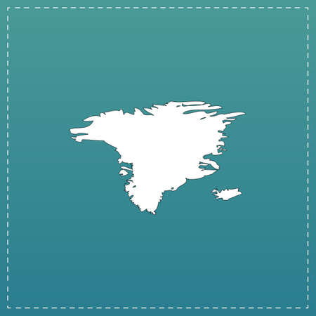 Alaska map. White flat icon with black stroke on blue backgroundのイラスト素材