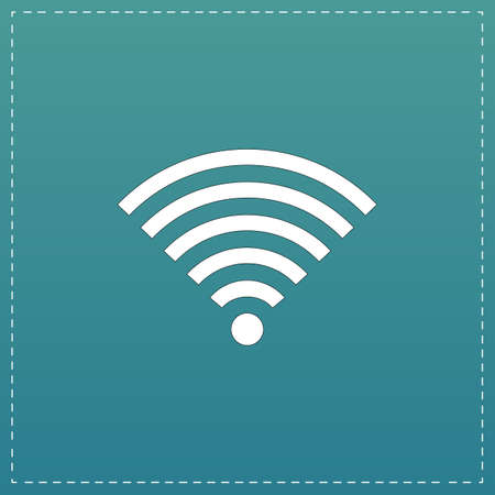 Wireless Network. White flat icon with black stroke on blue background