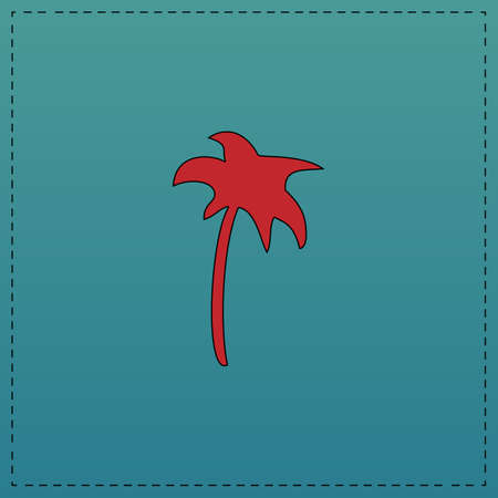 Palm Red vector icon with black contour line. Flat computer symbol on blue backgroundのイラスト素材