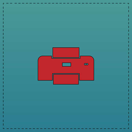 Print Red vector icon with black contour line. Flat computer symbol on blue backgroundのイラスト素材