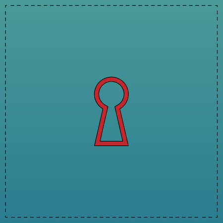 Keyhole Red vector icon with black contour line. Flat computer symbol on blue backgroundのイラスト素材