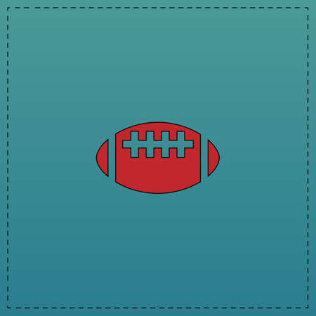 Rugby ball Red vector icon with black contour line. Flat computer symbol on blue backgroundのイラスト素材