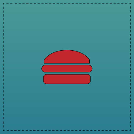 Burger Red vector icon with black contour line. Flat computer symbol on blue backgroundのイラスト素材