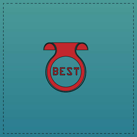 Best Red vector icon with black contour line. Flat computer symbol on blue backgroundのイラスト素材