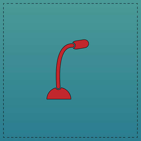 PC speaker Red vector icon with black contour line. Flat computer symbol on blue backgroundのイラスト素材