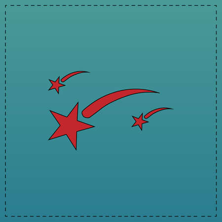 Stars Red vector icon with black contour line. Flat computer symbol on blue backgroundのイラスト素材