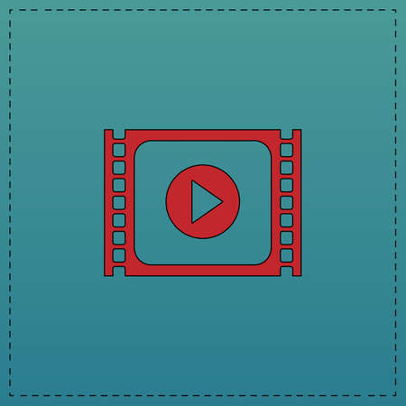 player Red vector icon with black contour line. Flat computer symbol on blue backgroundのイラスト素材