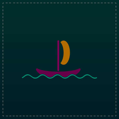 Simple yachts. Color symbol icon on black background. Vector illustrationのイラスト素材