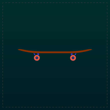 Skateboard. Color symbol icon on black background. Vector illustrationのイラスト素材