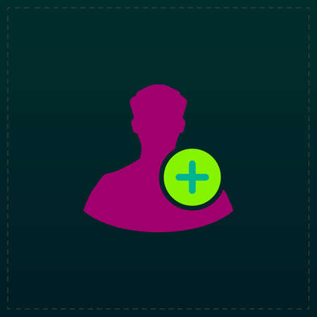 User profile web with plus glyph. Color symbol icon on black background. Vector illustrationのイラスト素材