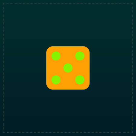 One dices - side with 5. Color symbol icon on black background. Vector illustrationのイラスト素材