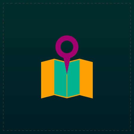 Simple Pin on the map. Color symbol icon on black background. Vector illustrationのイラスト素材