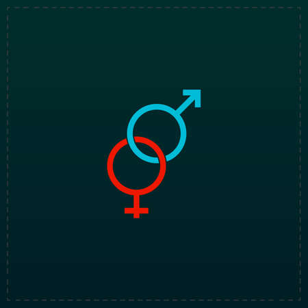Twisted male and female sex symbol. Color symbol icon on black background. Vector illustrationのイラスト素材