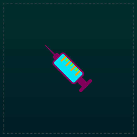 Simple syringe. Color symbol icon on black background. Vector illustrationのイラスト素材