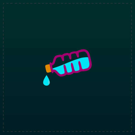 Water bottle with drop. Color symbol icon on black background. Vector illustrationのイラスト素材