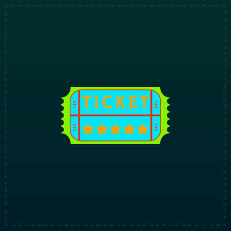 Vintage Ticket. Color symbol icon on black background. Vector illustrationのイラスト素材