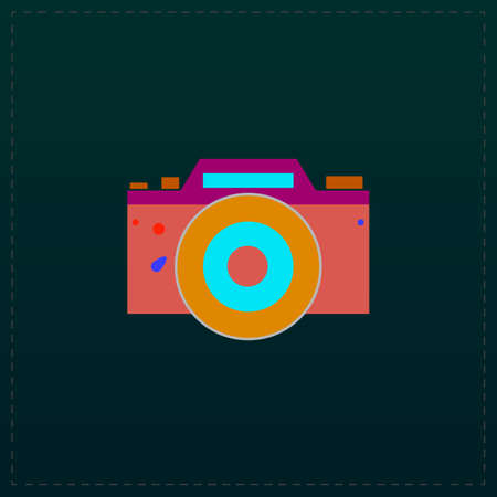 Digital photo camera Color symbol icon on black background. Vector illustrationのイラスト素材