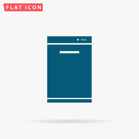 Dishwasher Icon Vector. Flat simple Blue pictogram on white background. Illustration symbol with shadowのイラスト素材