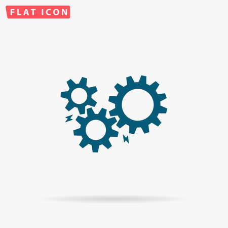 Settings Icon Vector. Flat simple Blue pictogram on white background. Illustration symbol with shadowのイラスト素材
