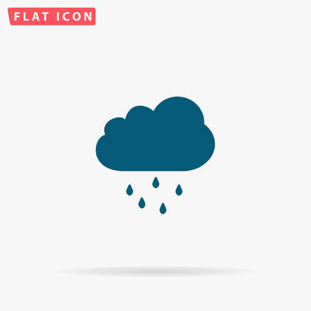 Rain Icon Vector. Flat simple Blue pictogram on white background. Illustration symbol with shadowのイラスト素材