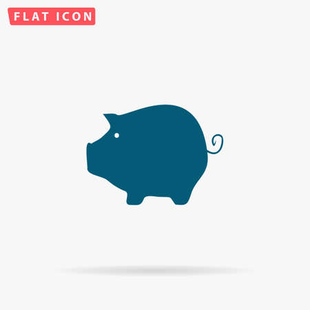 Pig Icon Vector. Flat simple Blue pictogram on white background. Illustration symbol with shadowのイラスト素材