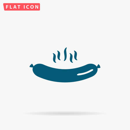 Sausage Icon Vector. Flat simple Blue pictogram on white background. Illustration symbol with shadowのイラスト素材