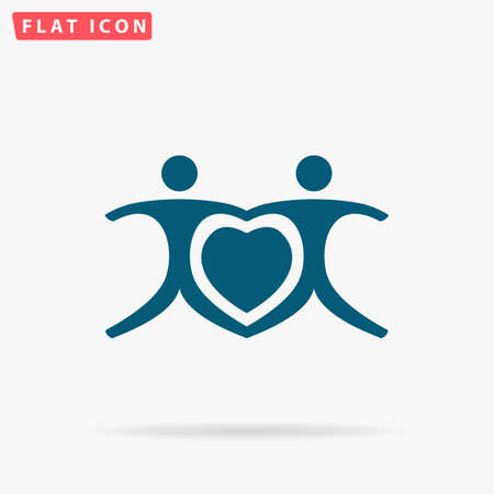 Love Heart Icon Vector. Flat simple Blue pictogram on white background. Illustration symbol with shadowのイラスト素材