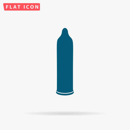 Condom Icon Vector. Flat simple Blue pictogram on white background. Illustration symbol with shadowのイラスト素材