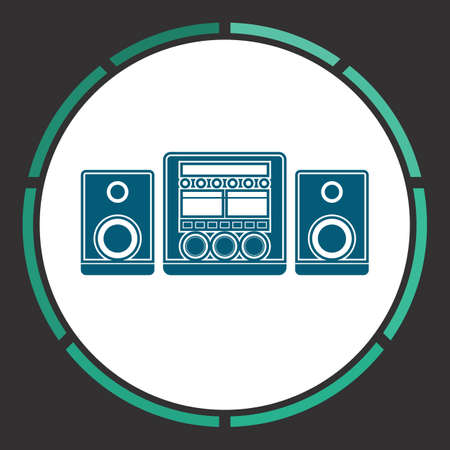 Music center Icon Vector. Flat simple Blue pictogram in a circle. Illustration symbolのイラスト素材