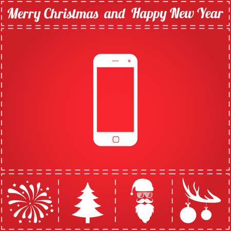 Smartphone Icon Vector. And bonus symbol for New Year - Santa Claus, Christmas Tree, Firework, Balls on deer antlersのイラスト素材