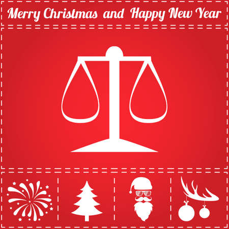 Scales Icon Vector. And bonus symbol for New Year - Santa Claus, Christmas Tree, Firework, Balls on deer antlersのイラスト素材