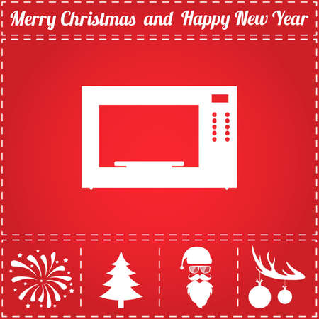 Microwave Icon Vector. And bonus symbol for New Year - Santa Claus, Christmas Tree, Firework, Balls on deer antlersのイラスト素材