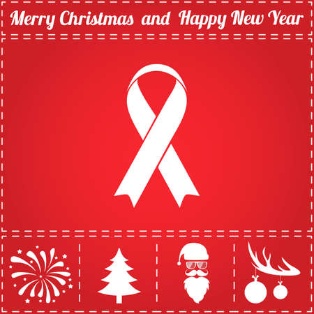 Aids Icon Vector. And bonus symbol for New Year - Santa Claus, Christmas Tree, Firework, Balls on deer antlersのイラスト素材