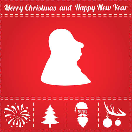Profile Icon Vector. And bonus symbol for New Year - Santa Claus, Christmas Tree, Firework, Balls on deer antlersのイラスト素材
