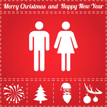Toilet Icon Vector. And bonus symbol for New Year - Santa Claus, Christmas Tree, Firework, Balls on deer antlersのイラスト素材