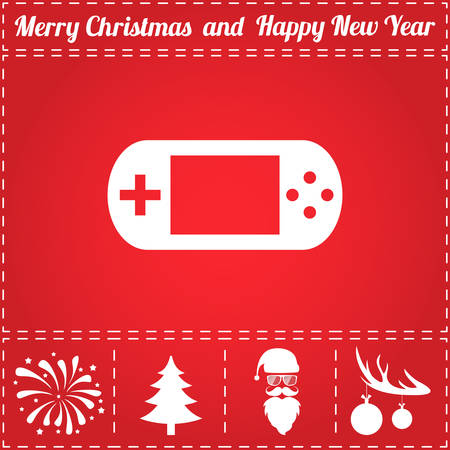 Console Icon Vector. And bonus symbol for New Year - Santa Claus, Christmas Tree, Firework, Balls on deer antlersのイラスト素材