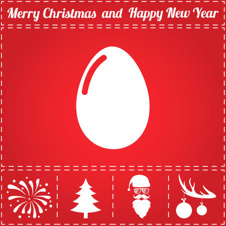 Egg Icon Vector. And bonus symbol for New Year - Santa Claus, Christmas Tree, Firework, Balls on deer antlersのイラスト素材