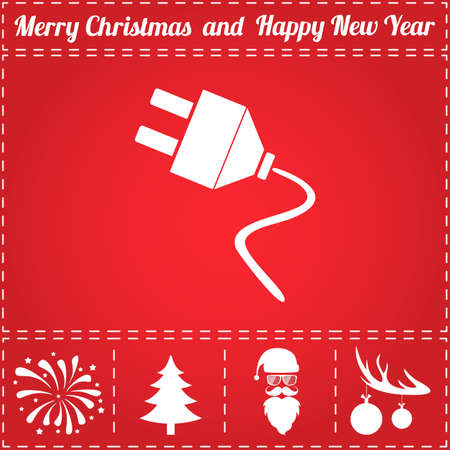 Plug Icon Vector. And bonus symbol for New Year - Santa Claus, Christmas Tree, Firework, Balls on deer antlersのイラスト素材