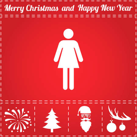 Woman Icon Vector. And bonus symbol for New Year - Santa Claus, Christmas Tree, Firework, Balls on deer antlersのイラスト素材