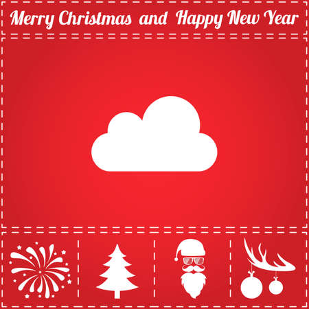Cloud Icon Vector. And bonus symbol for New Year - Santa Claus, Christmas Tree, Firework, Balls on deer antlersのイラスト素材