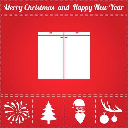 Cupboard Icon Vector. And bonus symbol for New Year - Santa Claus, Christmas Tree, Firework, Balls on deer antlersのイラスト素材